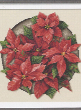 公主绣铺DMC自配套件纯棉线精准印花套件201229一品红