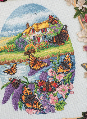 公主绣铺DMC自配十字绣纯棉线精准印花自配套件231120花园蝴蝶