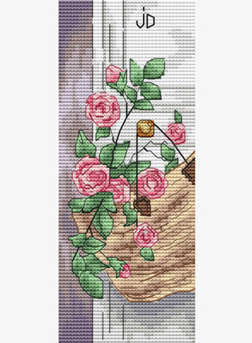 公主绣铺DMC自配十字绣纯棉线精准印花自配套件231109书签-玫瑰