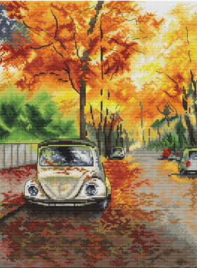 公主绣铺DMC自配十字绣纯棉线精准印花套件送saga240208秋季景色