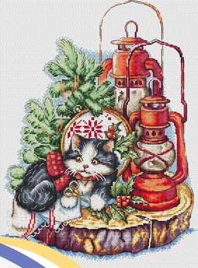 公主绣铺DMC自配套件纯棉线精准印花套件220330灯笼猫咪