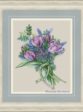 公主绣铺DMC自配套件纯棉线精准印花套件210902紫色郁金香花束