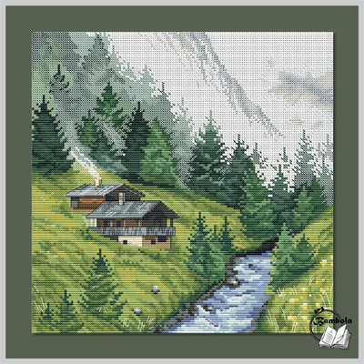 公主绣铺DMC线R线自配十字绣精准印花套件D001山中小屋
