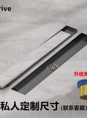 枪灰色隐形地漏长条防臭卫生间淋浴房长方形隐藏式侧排加长不锈钢