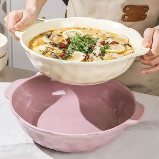 大号汤碗双耳陶瓷汤盆毛血旺专用 奶油风酸菜鱼大盆碗家用2024新款