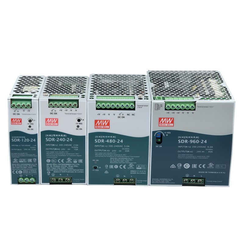 SDR台湾明纬开关电源120/240/480/960W直流220转24V导轨变压器10A
