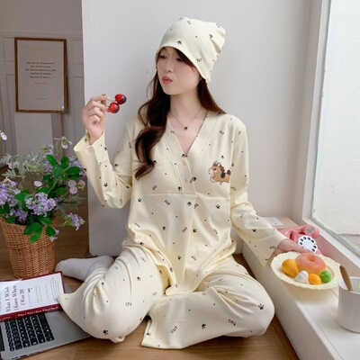 月子服春秋产后孕妇家居服套装大码哺乳睡衣产妇怀孕期女款夏季 — 6