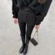 秋冬加绒弹力紧身显瘦外穿铅笔裤 黑色高腰小脚牛仔裤 女2024年新款