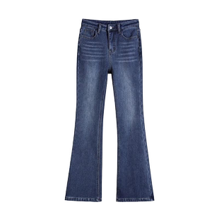 加绒高腰微喇牛仔裤女2024秋冬新款加厚保暖修身显瘦小个子喇叭裤