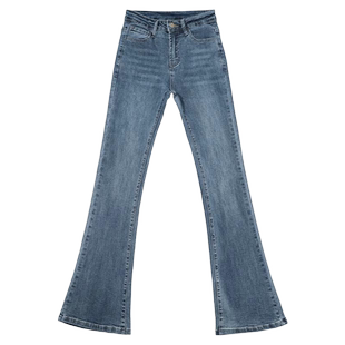 复古微喇牛仔裤女春秋2026年新款小个子修身显瘦高腰拖地喇叭裤子