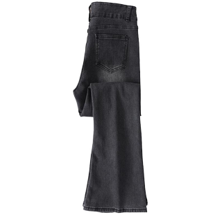 黑灰微喇牛仔裤女春秋2026新款高腰修身弹力提臀显瘦马蹄裤冬加绒