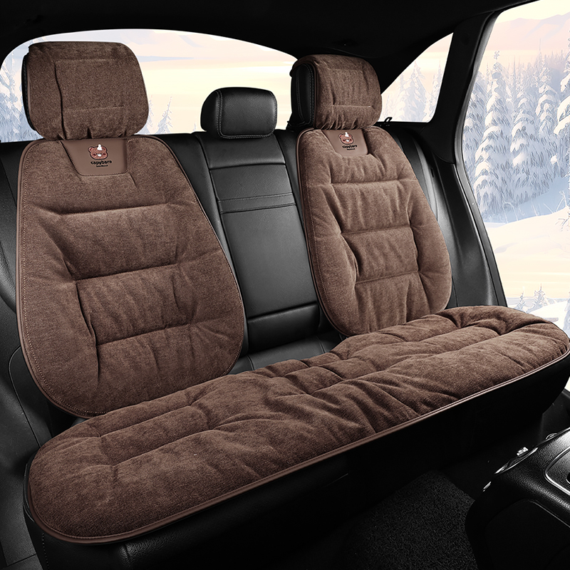 汽车坐垫冬季加绒车载座垫单片短毛绒后排加厚保暖三件套车内用品