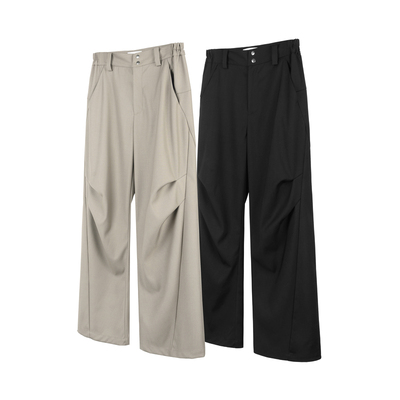 DESERTO 23SS TR面料立体剪裁分割褶皱垂感直筒西裤休闲裤长裤男