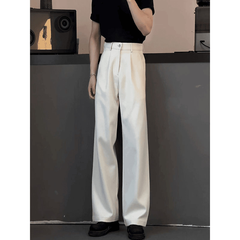 cleanfit白色直筒西裤男
