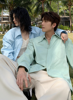 Hualun春季超好看衬衫男款长袖痞帅风休闲衬衣男生潮流高级感上衣