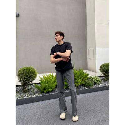 FOCABO夏季凉感冰皮bootcut弯刀西裤宽松梭织耐穿显瘦运动休闲裤