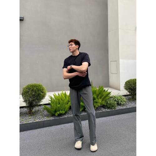 FOCABO夏季凉感冰皮bootcut弯刀西裤宽松梭织耐穿显瘦运动休闲裤