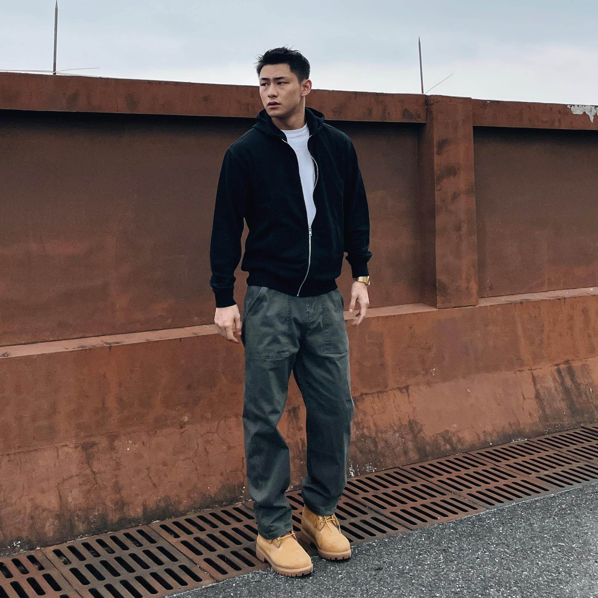 GTAL美式休闲硬汉工装水洗破坏街头直筒男士纯色做旧牛仔磨毛长裤