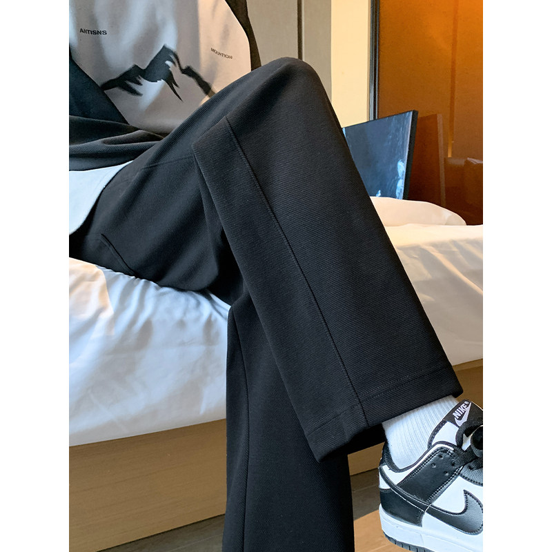 裤子男款黑色长裤宽松运动裤卫裤男士休闲裤夏季直筒裤垂感阔腿裤