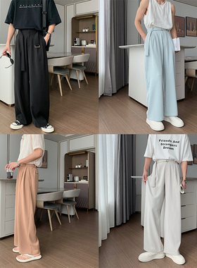 Hualun夏季凉感冰丝裤男款休闲裤男薄款直筒裤子夏款免烫垂感西裤