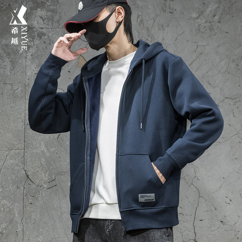 春秋新款拉链卫衣男帽衫加厚大码胖子男士2025秋冬休闲运动外套潮