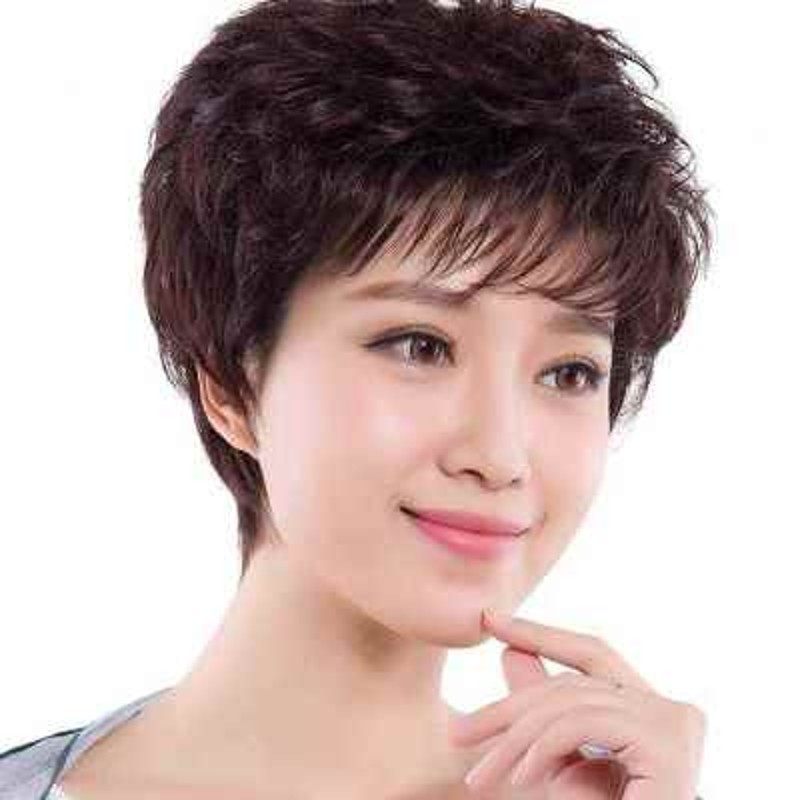 妈妈短短真发全真假发女短发发卷发气质假发套头头套式自然中老年