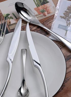 Black 304 Western style stainless steel spoon steak knife