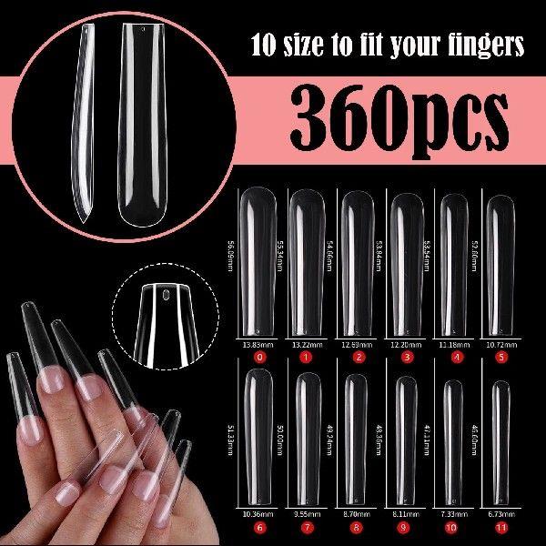 360Pcs Set Fake Nail Tips Polish Extension Fingernail