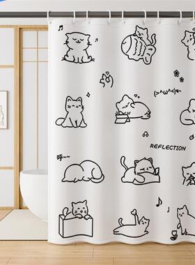 waterproof Shower Curtain bath Window curtain rod hooks set