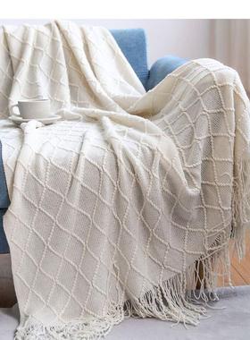 Knitted blanket, sofa blanket, blanket, tassel nap blanket