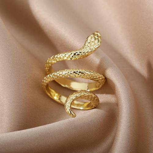 Snake Rings For Women Men Punk Hip Hop Open Adjustable Gold