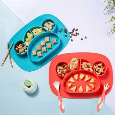 Non-Slip Baby Silicone Dining Plates Cartoon Child Training