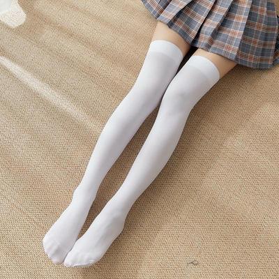 Sexy Black White Soild Color Long Socks Women Over Knee Thig