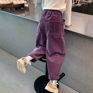 子潮 中大童加绒加厚儿童洋气宽松女孩休闲裤 女童裤 子秋冬2025新款