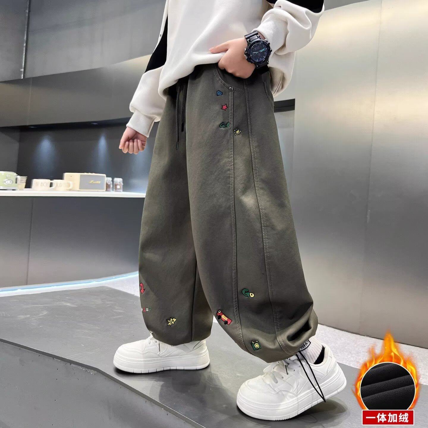 男童裤子秋冬款加绒2026新款大儿童冬季一体绒休闲阔腿直筒长裤潮,童装/婴儿装/亲子装,裤子,淘宝优惠券,粉丝福利购,淘宝优惠卷