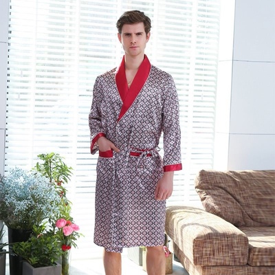 -size 67 bathrobe mens silk nightgown shorts two-Piece