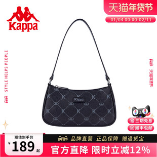 Kappa卡帕 2026年新款老花腋下包女高级感黑月牙包时尚手提单肩包