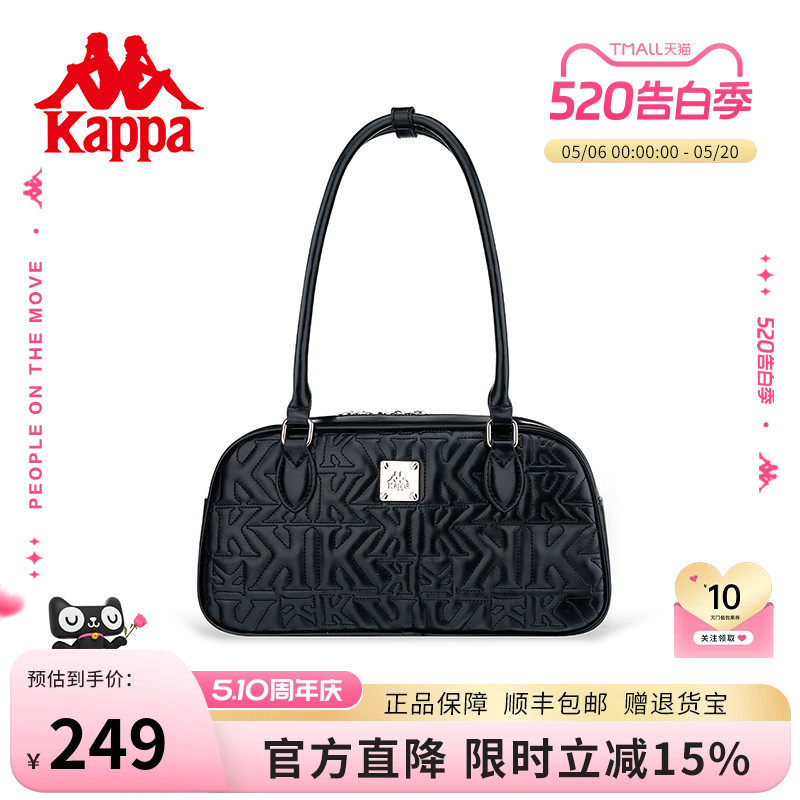 Kappa卡帕 法棍包包新款波士顿包女士小香风绗缝单肩保龄球腋下包