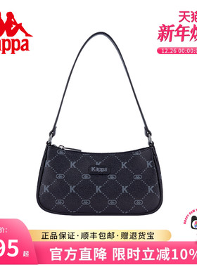 Kappa卡帕 2025年新款老花腋下包女高级感黑月牙包时尚手提单肩包