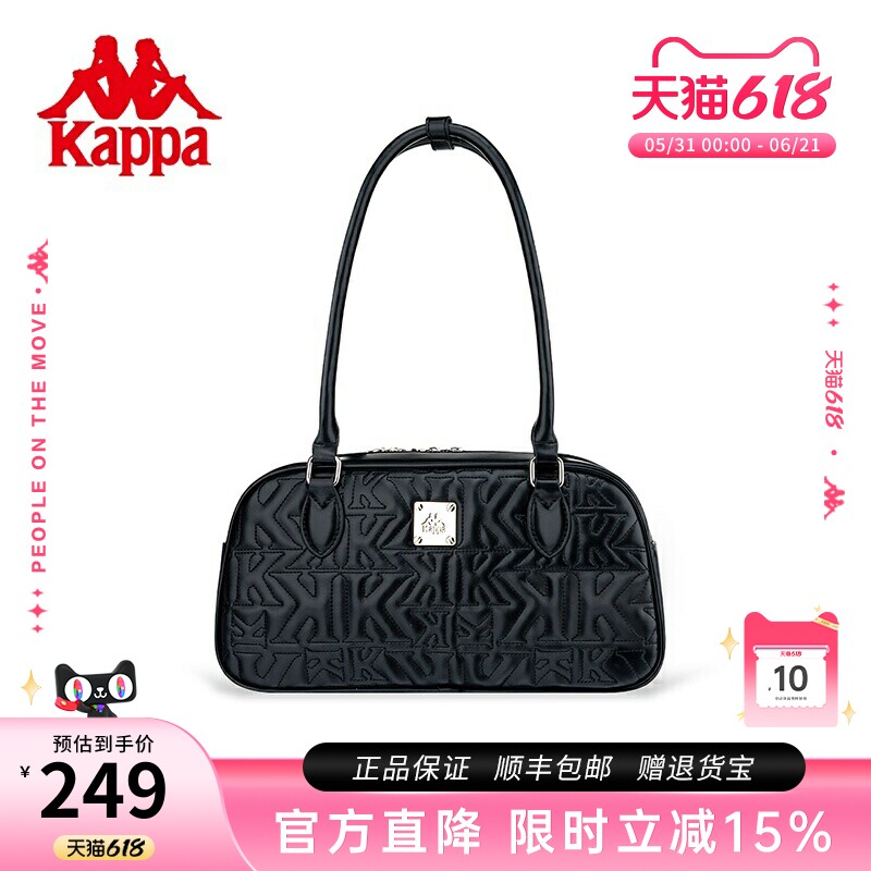 Kappa卡帕 法棍包包新款波士顿包女士小香风绗缝单肩保龄球腋下包