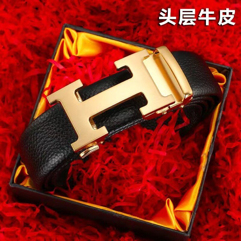 保罗2026新款皮带男士真皮腰带鳄鱼纹自动扣商务时尚轻奢潮男裤带