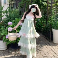 CherryKitty海盐薄荷现货度假风慵懒感海边甜美宽松吊带长裙