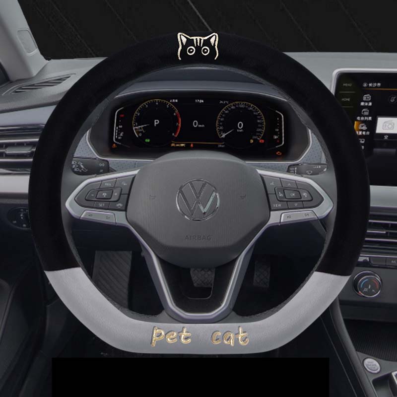 大众朗逸/探影/ID.6/ID.7S专用毛绒棉汽车方向盘套冬季款保暖防滑