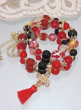 ch瓷国拟印象手链原创新款欧美风五常国瓷拟人双圈手链小众饰品