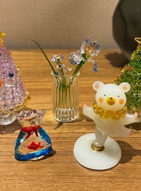 淄博琉璃小摆件旋转小熊福袋小金鱼圣诞树小花束手工工艺品装饰