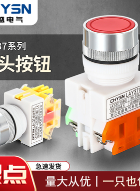 配电箱按钮LAY37-11自复位PBC自锁Y090开关22mm常开按压式