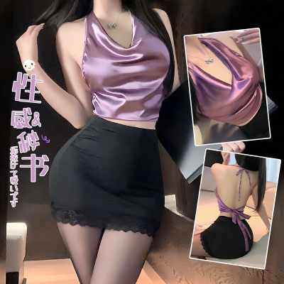 紫色韵味秘书装性感火辣OL包臀裙
