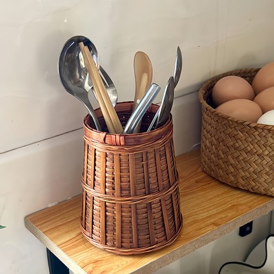 筷子筒沥水防霉竹编厨房家用餐具收纳厨房叉子勺子篓茶具筒筷子笼