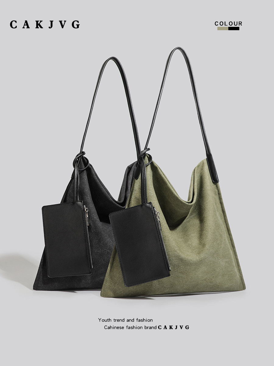 CAKJVG Original Retro Maillard Canvas Bag 2025 New Casual Commuter Tote Shoulder Underarm Bag for Women - Thumbnail 2