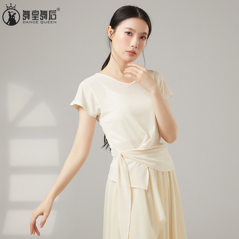 V领灯笼袖长短袖现代舞蹈练功服